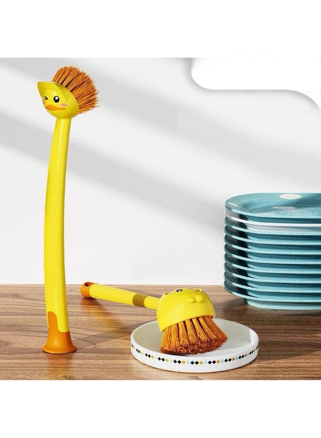 مجموعة فرش تنظيف صحون 2 قطعة للمطبخ مع قاعدة شفط لتثبيتها على سطح المطبخ – فرش متينة بقوة تنظيف عالية للأطباق، القدور، المقالي، أحواض المطبخ، بمقبض طويل مريح لإزالة الدهون والبقع الصعبة بسهولة وفعالية - Image 4